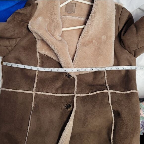 J JILL jacket vegan faux suede shearling‎ tan coat M - Picture 8 of 10